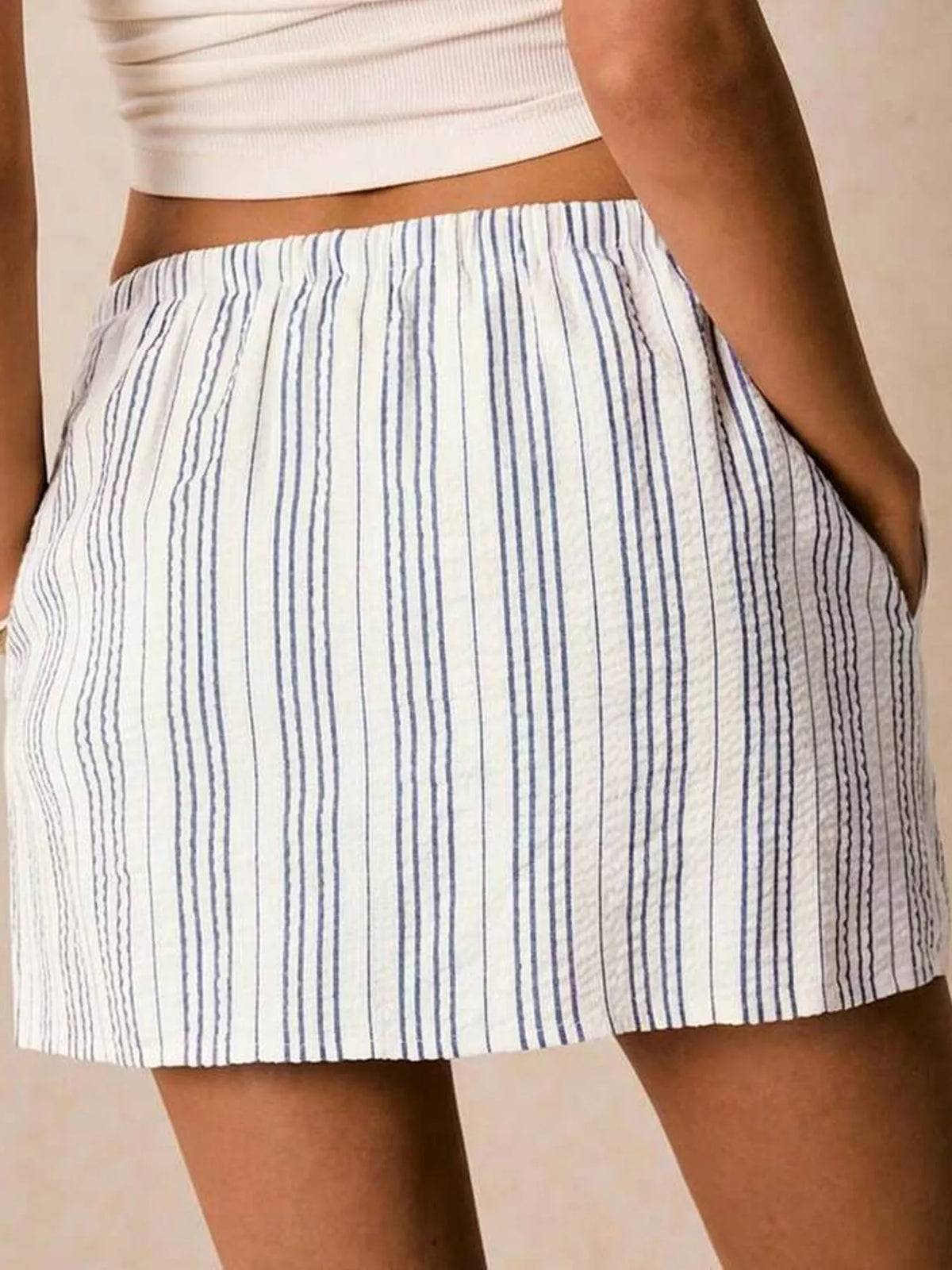 Striped skort, blue striped back