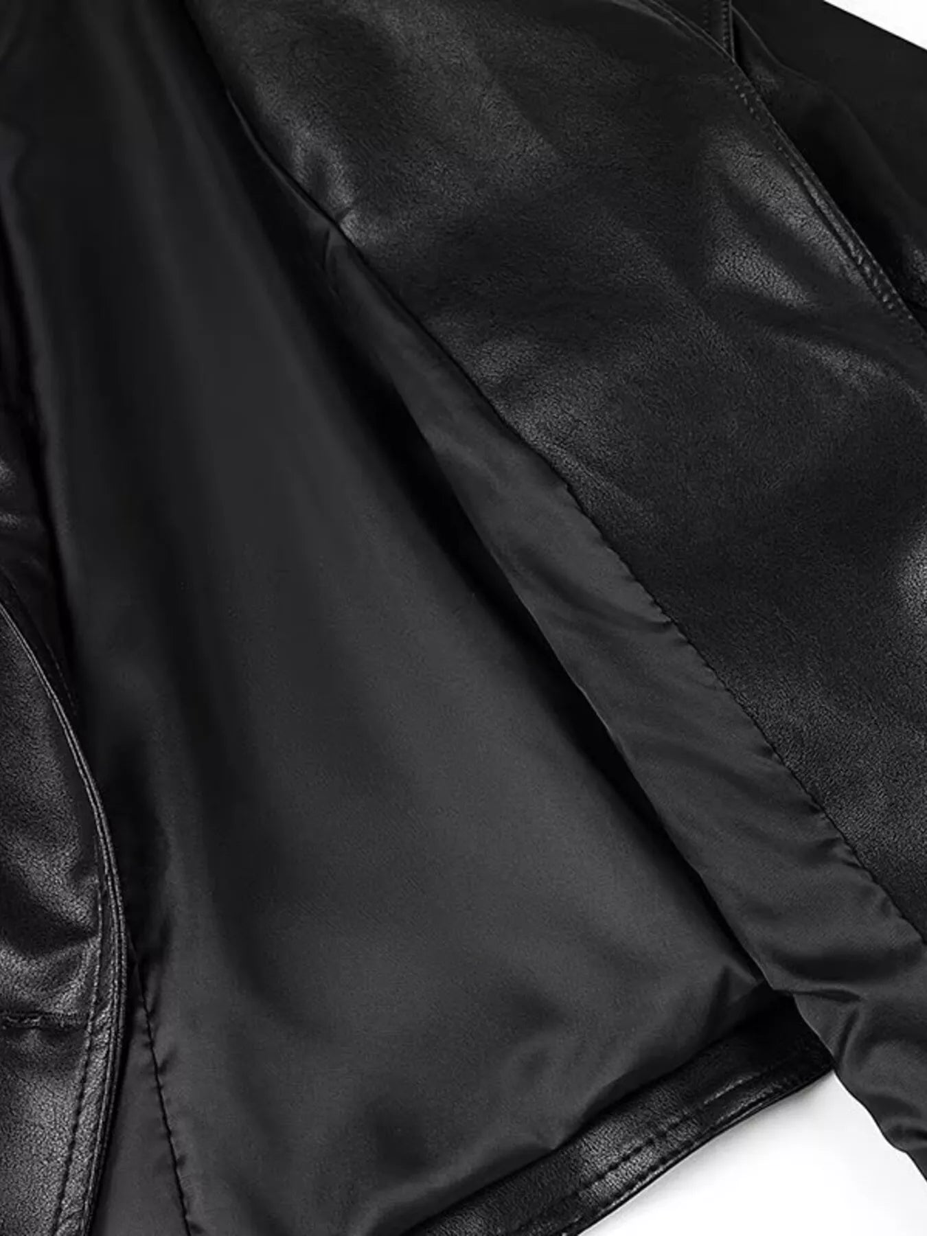 Trendsi Belted Leather Jacket with Shawl Collar -