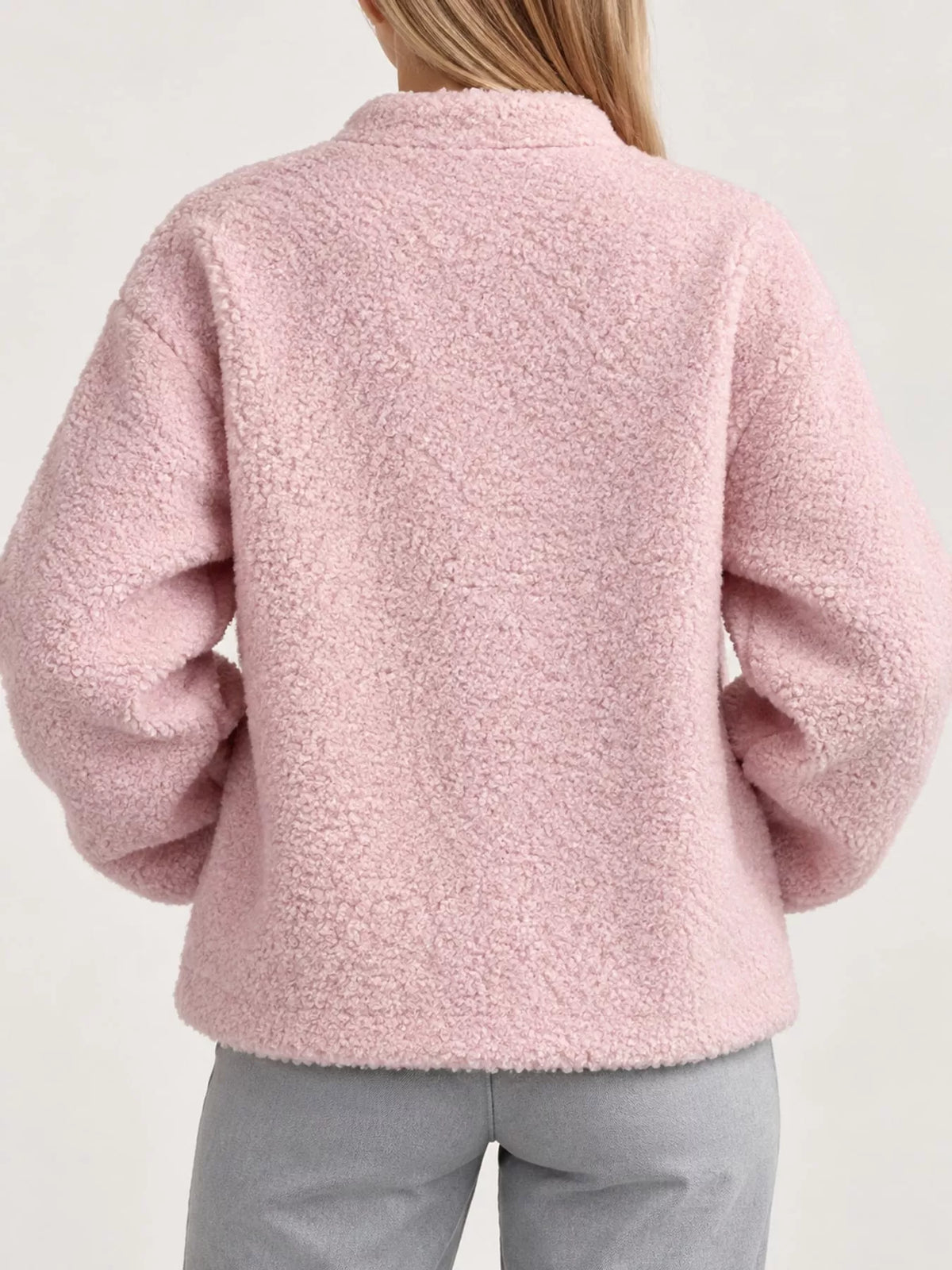 Teddy Fleece Jacket in pink, back view