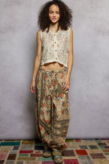 Trendsi POL Floral Embroidered Cropped Crochet Vest -