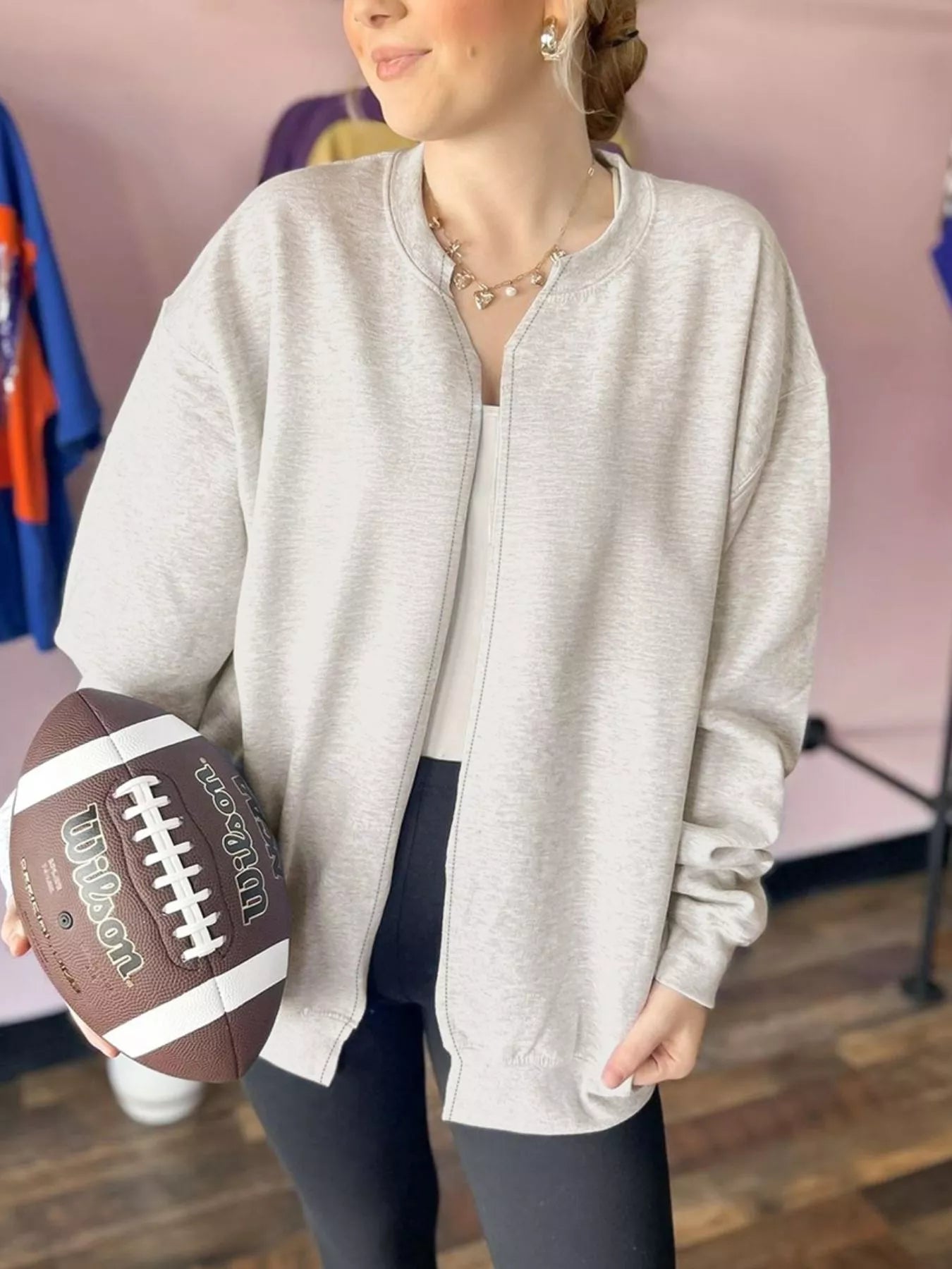 Trendsi Solid Color Zip Front Jacket Style Sweatshirt -