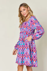 Trendsi Double Take Full Size Printed Long Sleeve Dress - Dresses
