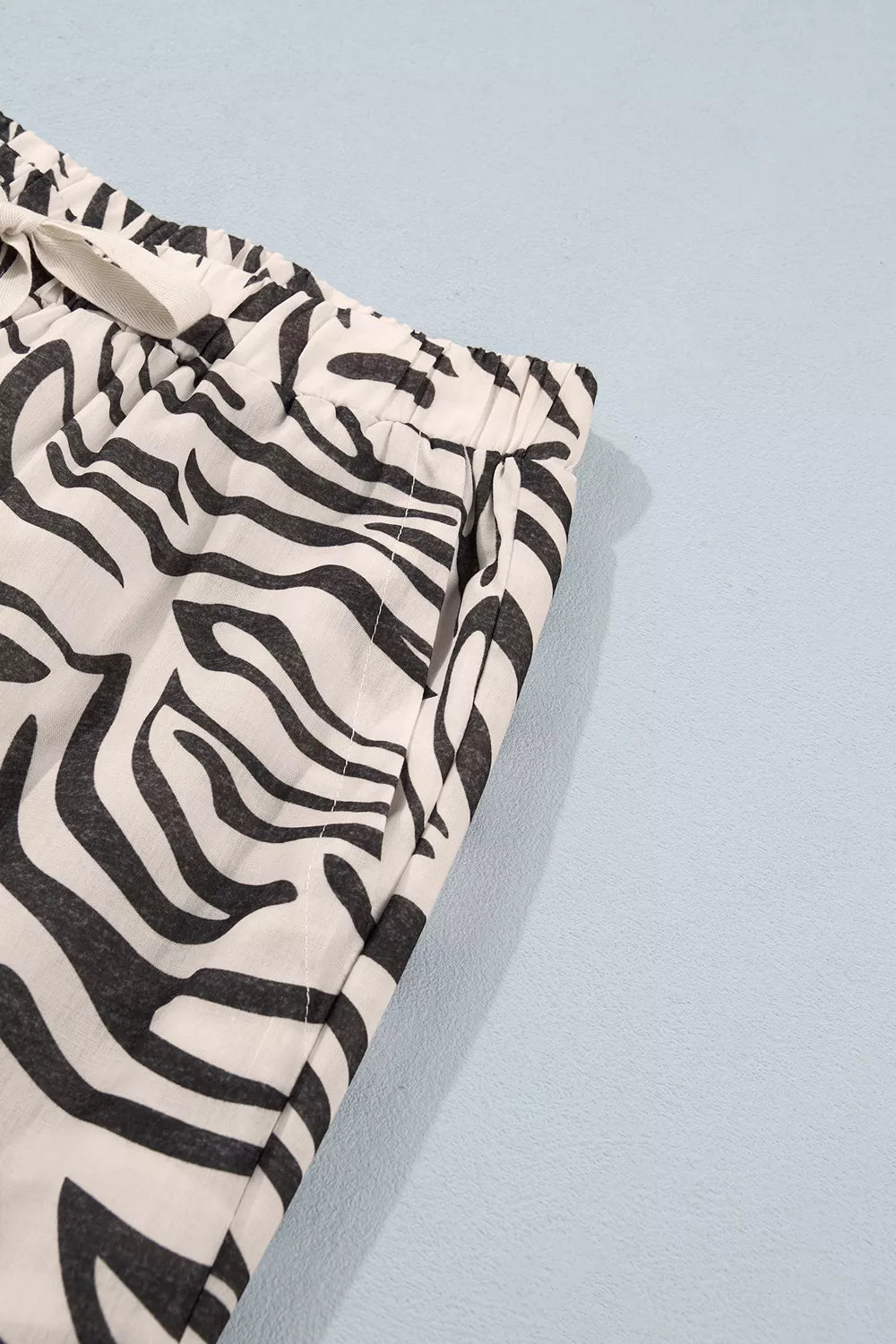Trendsi Multicolour Western Print Zebra Pattern Elastic Waist Pocket Pants -