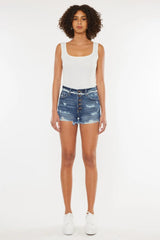Trendsi Kancan Distressed Button Fly Denim Shorts -