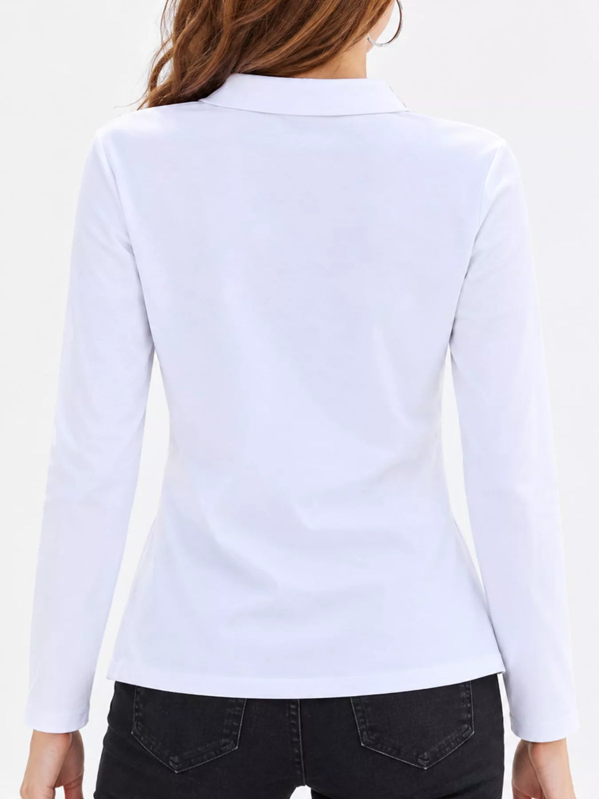 White button-down shirt, back view