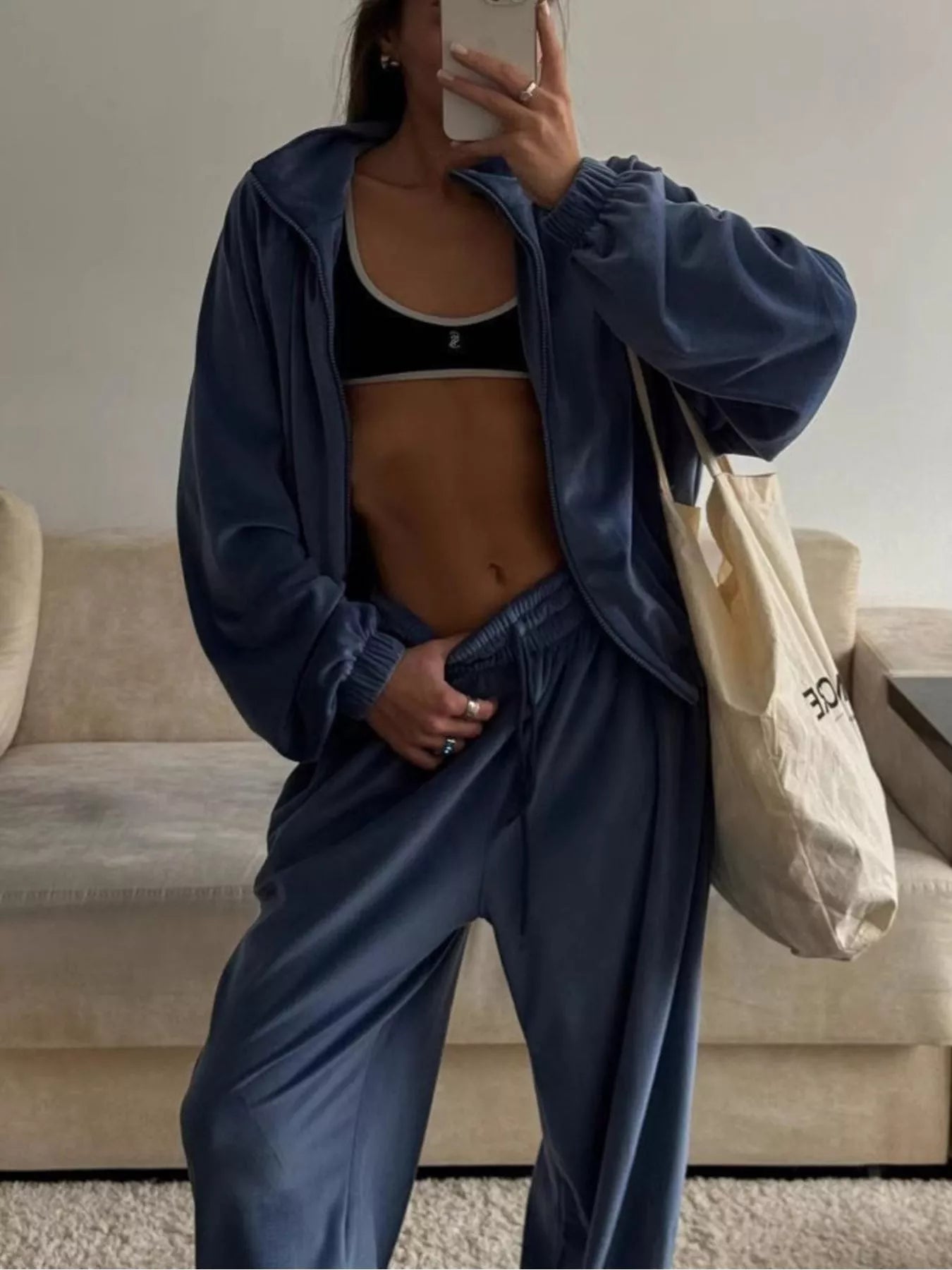 Trendsi Zip-Up Hoodie and Joggers Set -