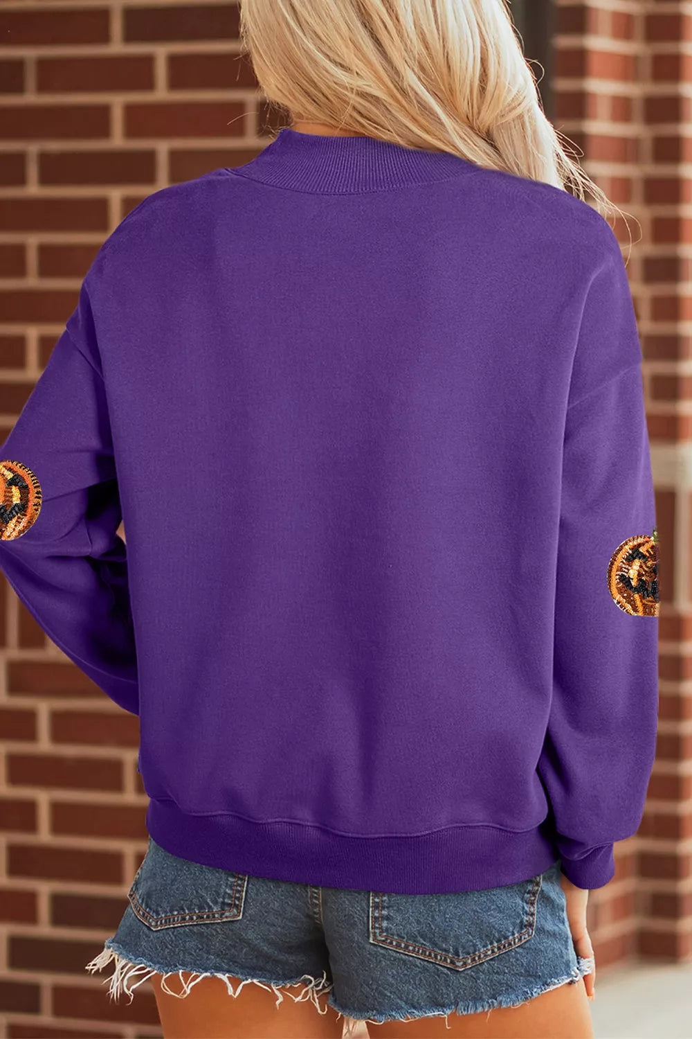 Trendsi Sequin Pumpkin Spooky Halloween Sweatshirt -