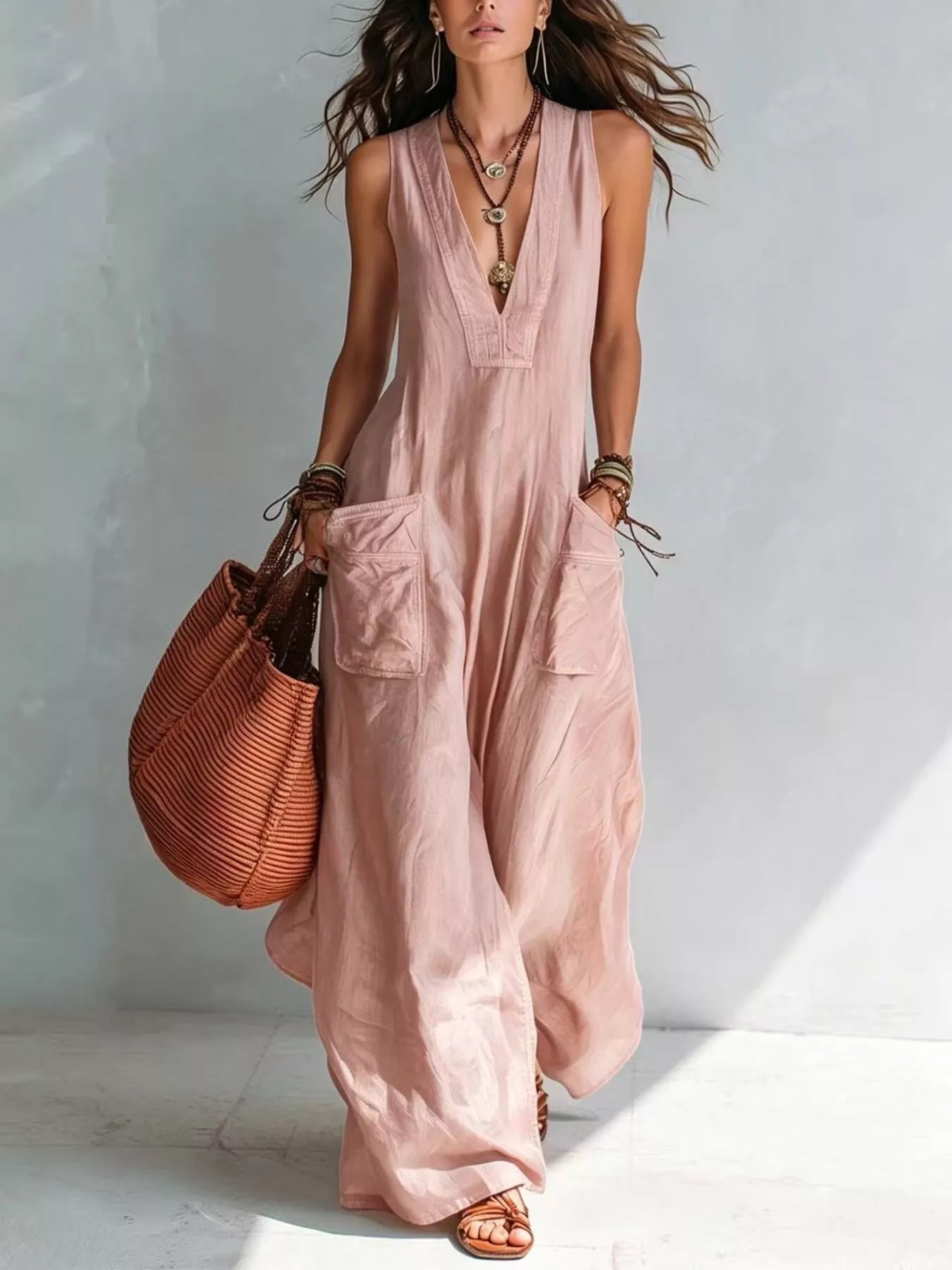 Trendsi Full Size V-Neck Sleeveless Wide-Leg Jumpsuit Plus Size -