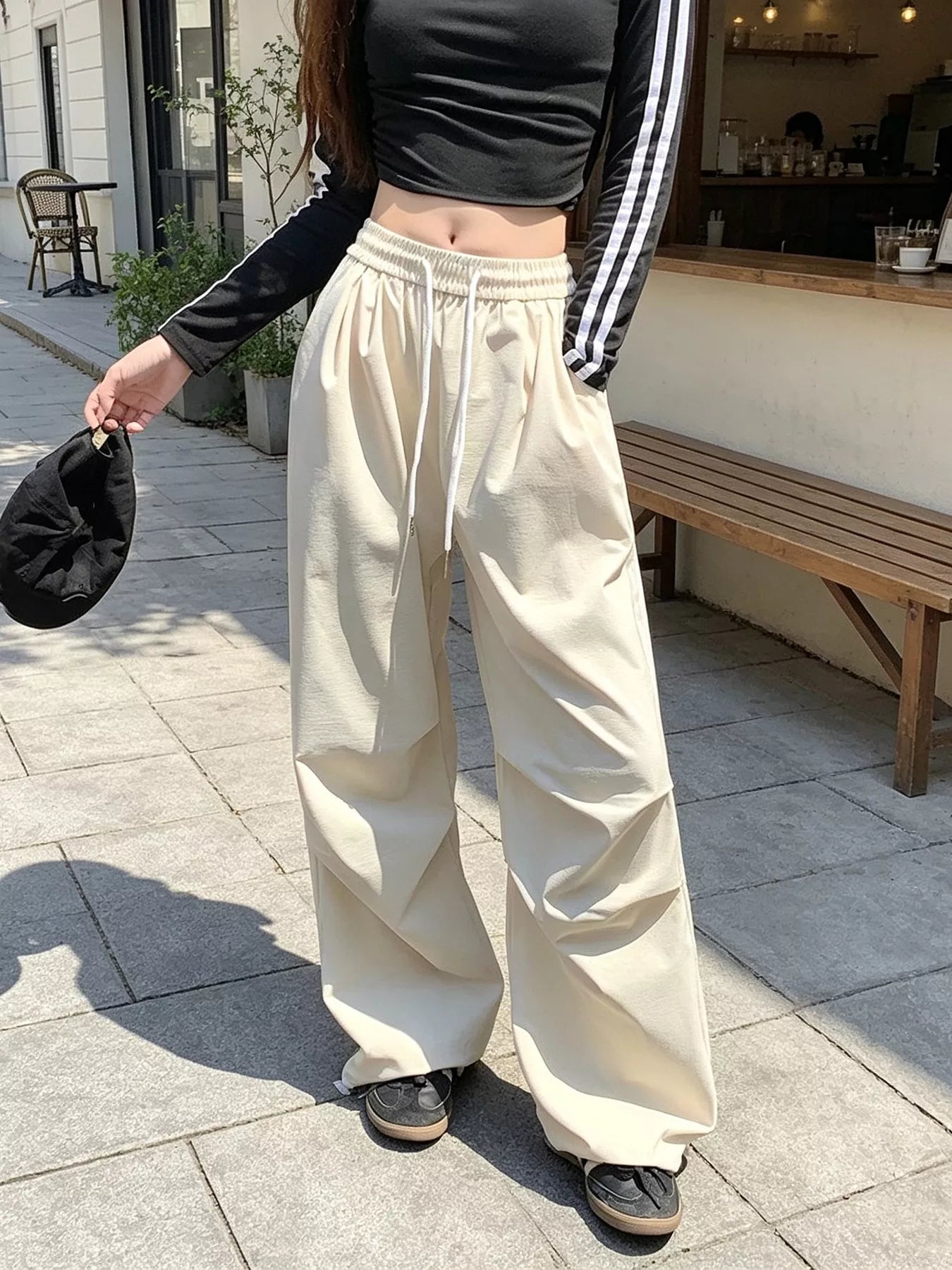 Trendsi Wide-Leg Casual Pants with Drawstring -