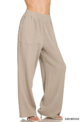 Trendsi Zenana Double Gauze Elastic Band Pants -