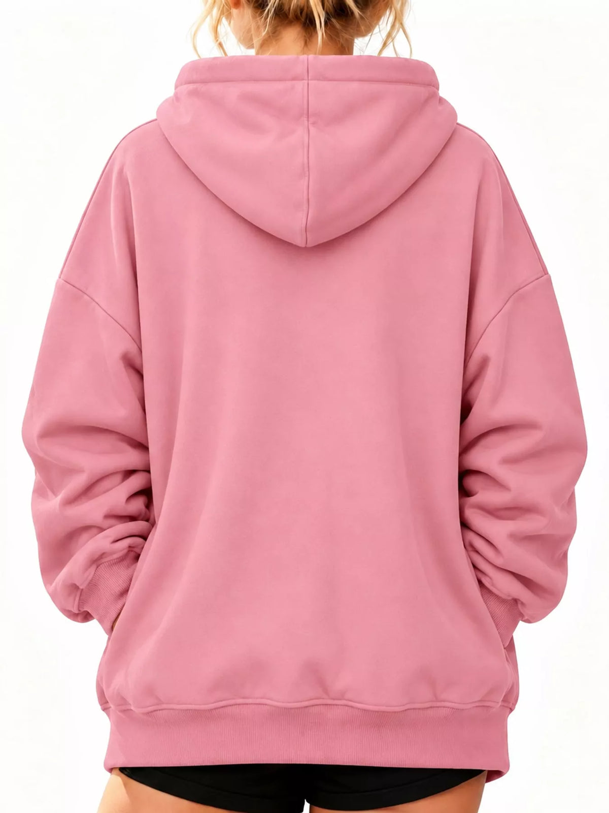 Pink kangaroo pet pouch hoodie, back view