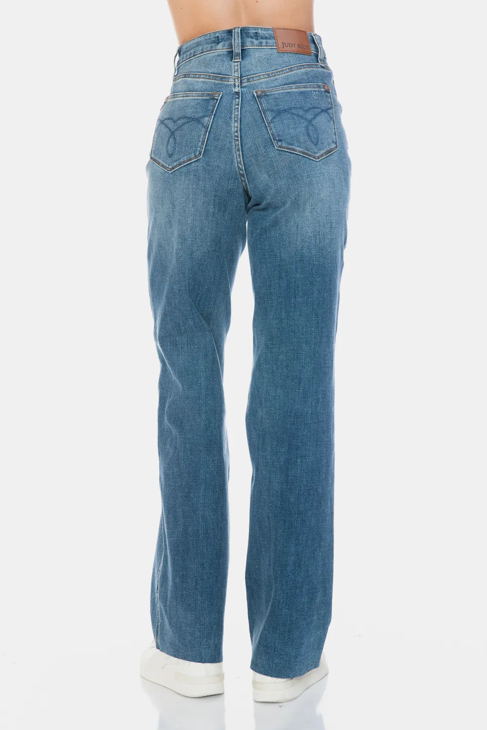 Women's Tummy-Control Straight-Leg Jeans With Raw Hem — product view 3