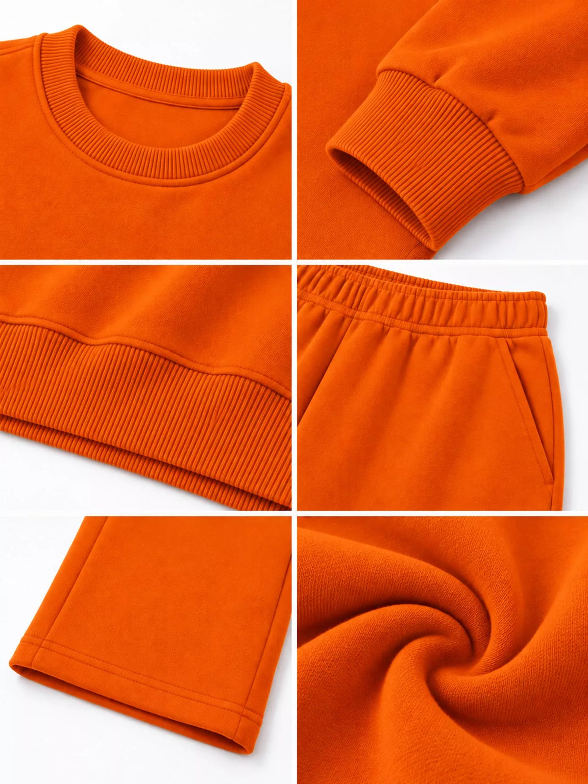 Crewneck Drop Shoulder Sweatshirt and Wide-Leg Pants Set — construction details