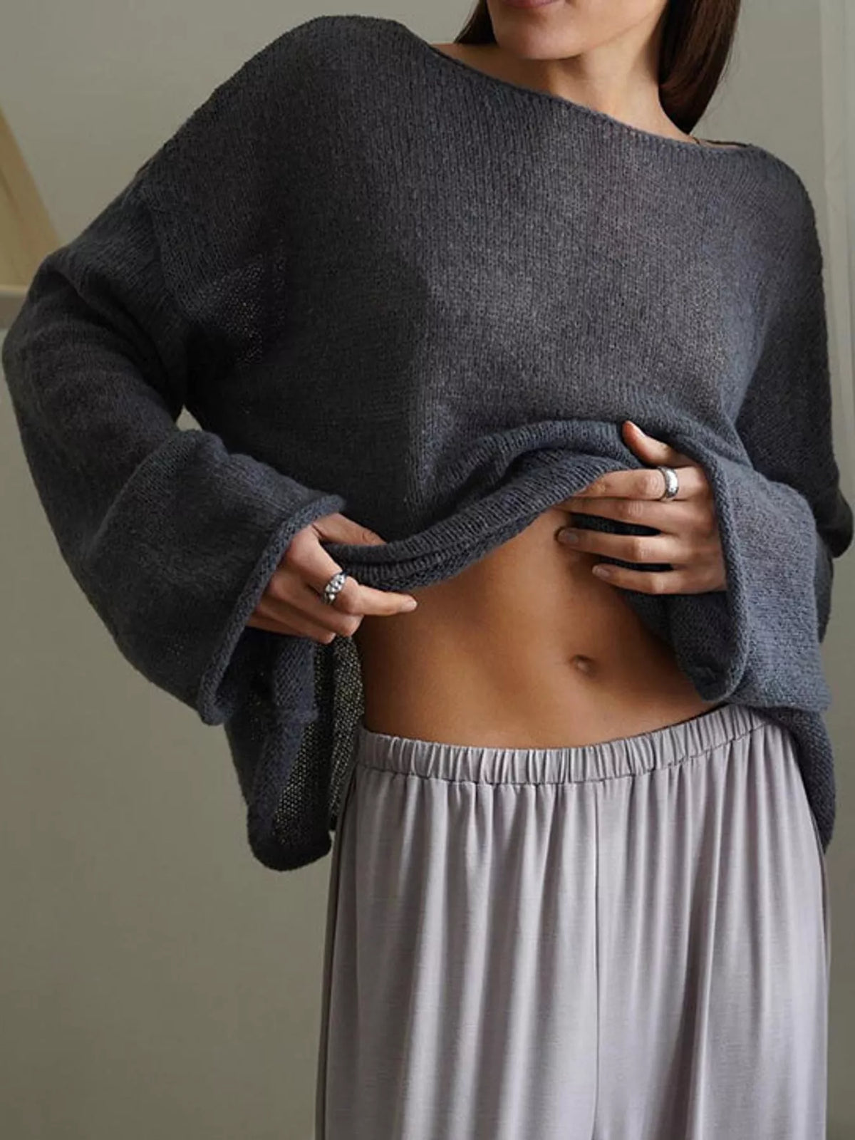 Knit cover-up, gray front