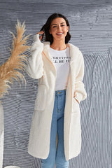 Trendsi Double Take Full Size Hooded Teddy Bear Jacket with Thumbholes - Outerwear