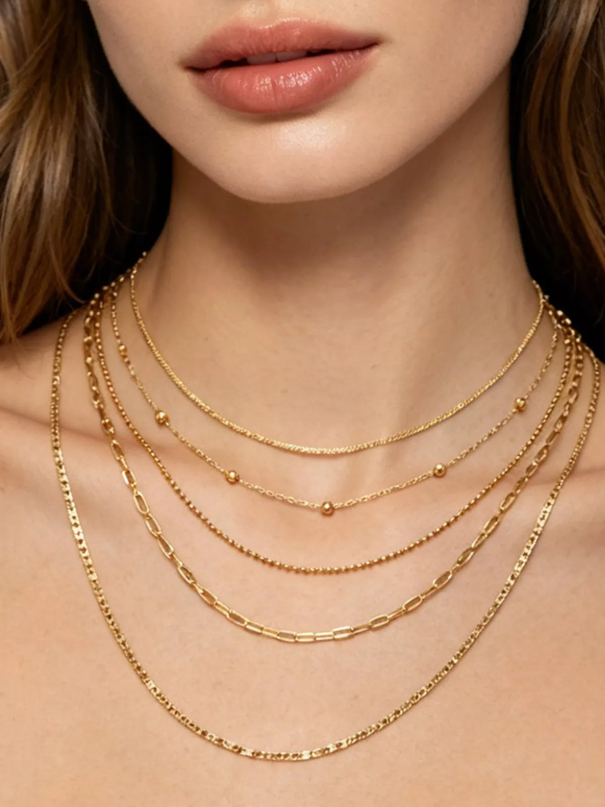 Gold five-layer necklace