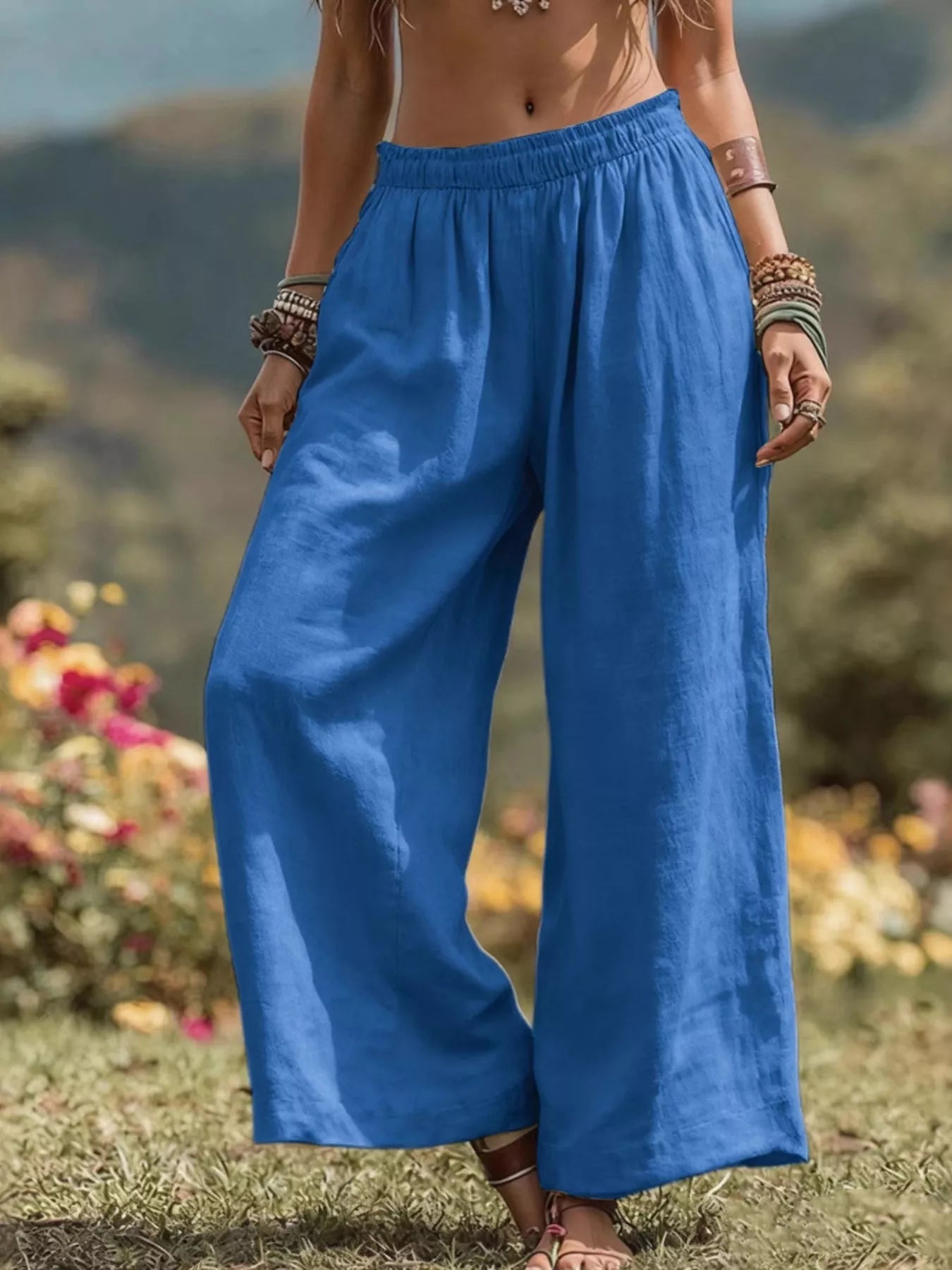 Trendsi Full Size Bohemian Wide-Leg Pants Plus Size -