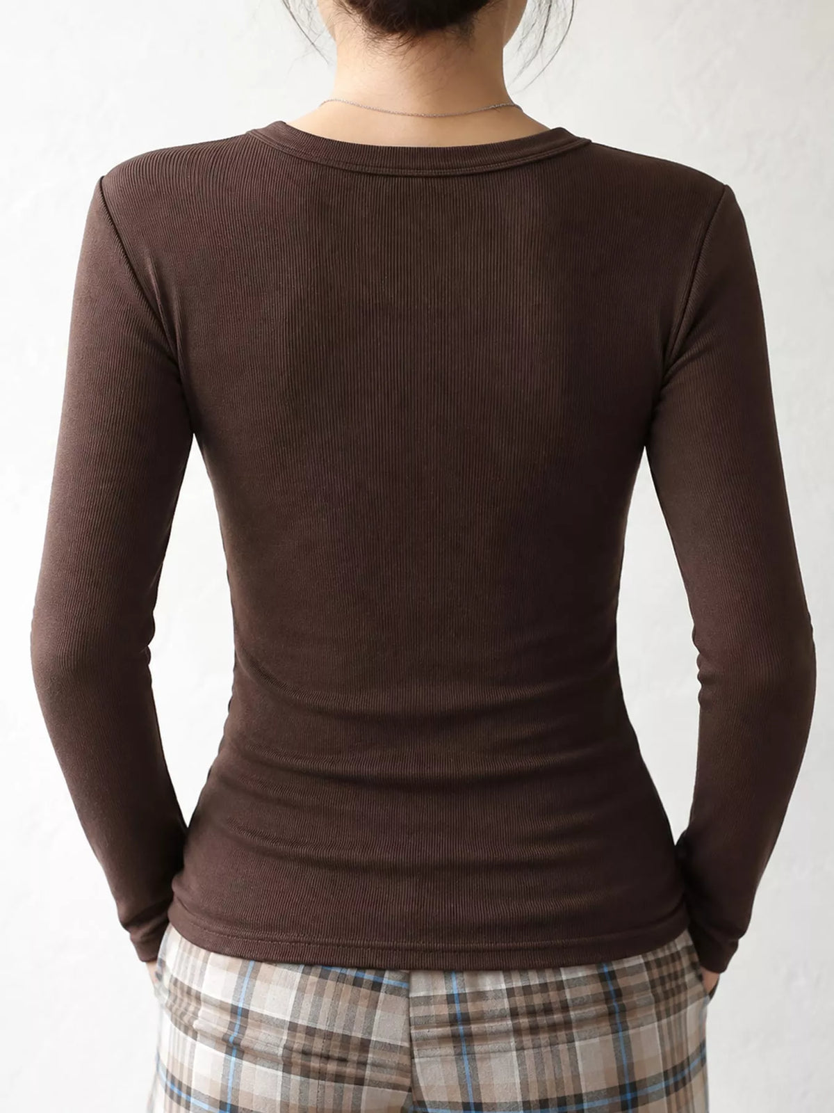Slim-Fit Long Sleeve Crew Neck T-Shirt — back view