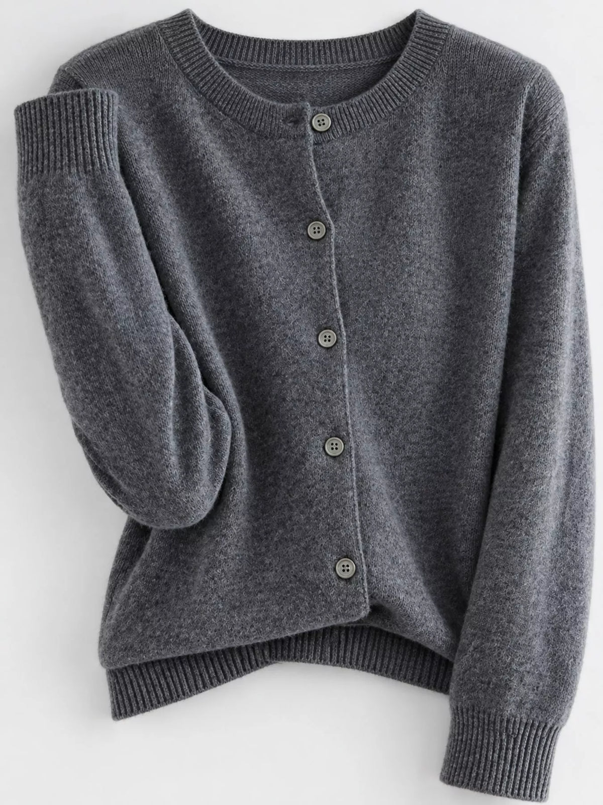 Button-down cardigan, charcoal button cuff detail