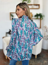 Trendsi Double Take Full Size Printed Smocked Long Sleeve Blouse -