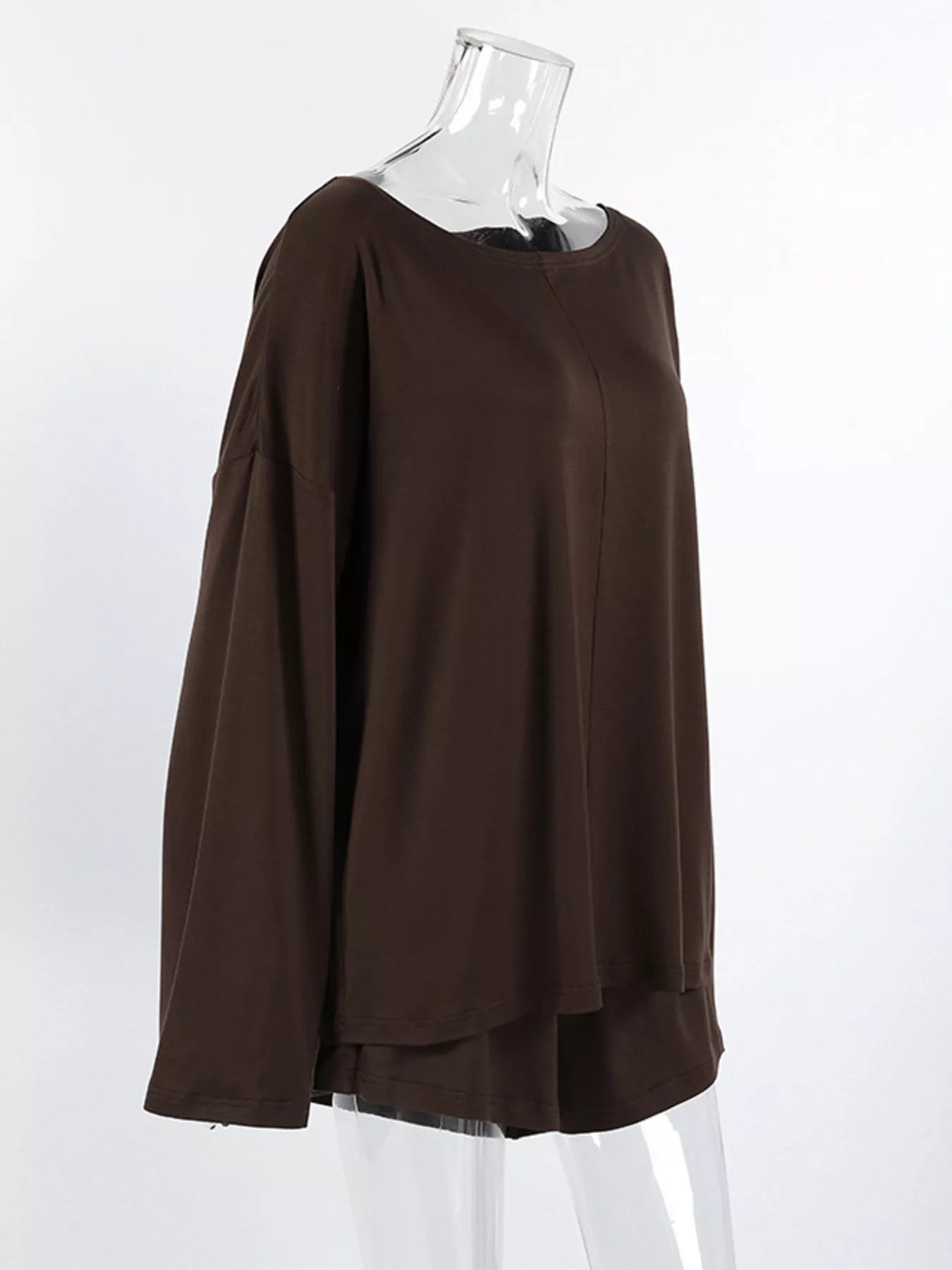 Trendsi Oversized Long Sleeve Top and Shorts Lounge Set -