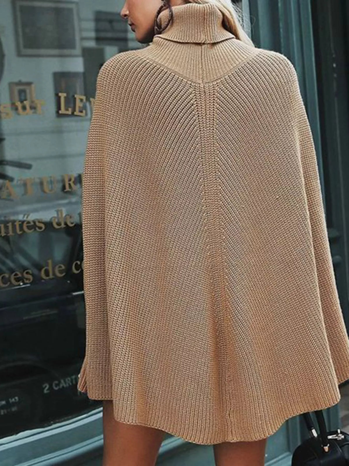 Trendsi Turtleneck Oversized Poncho Sweater -