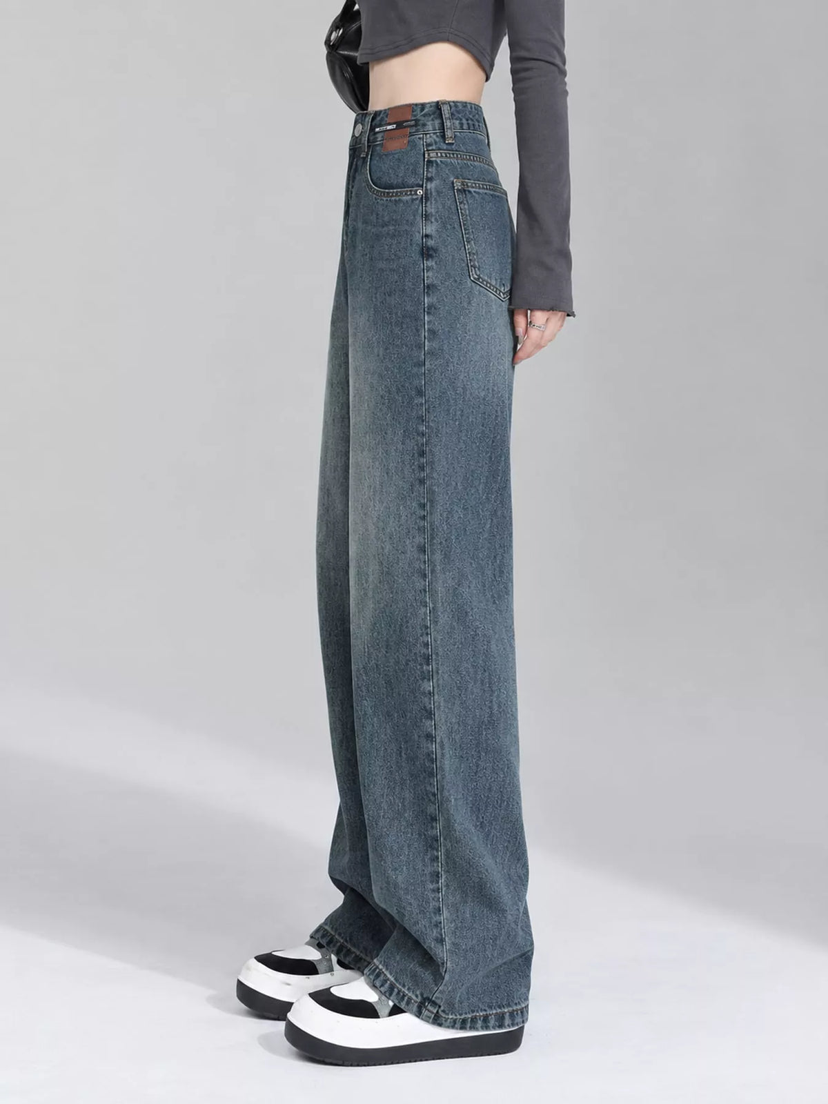 High-Waisted Vintage Wide-Leg Jeans — side view