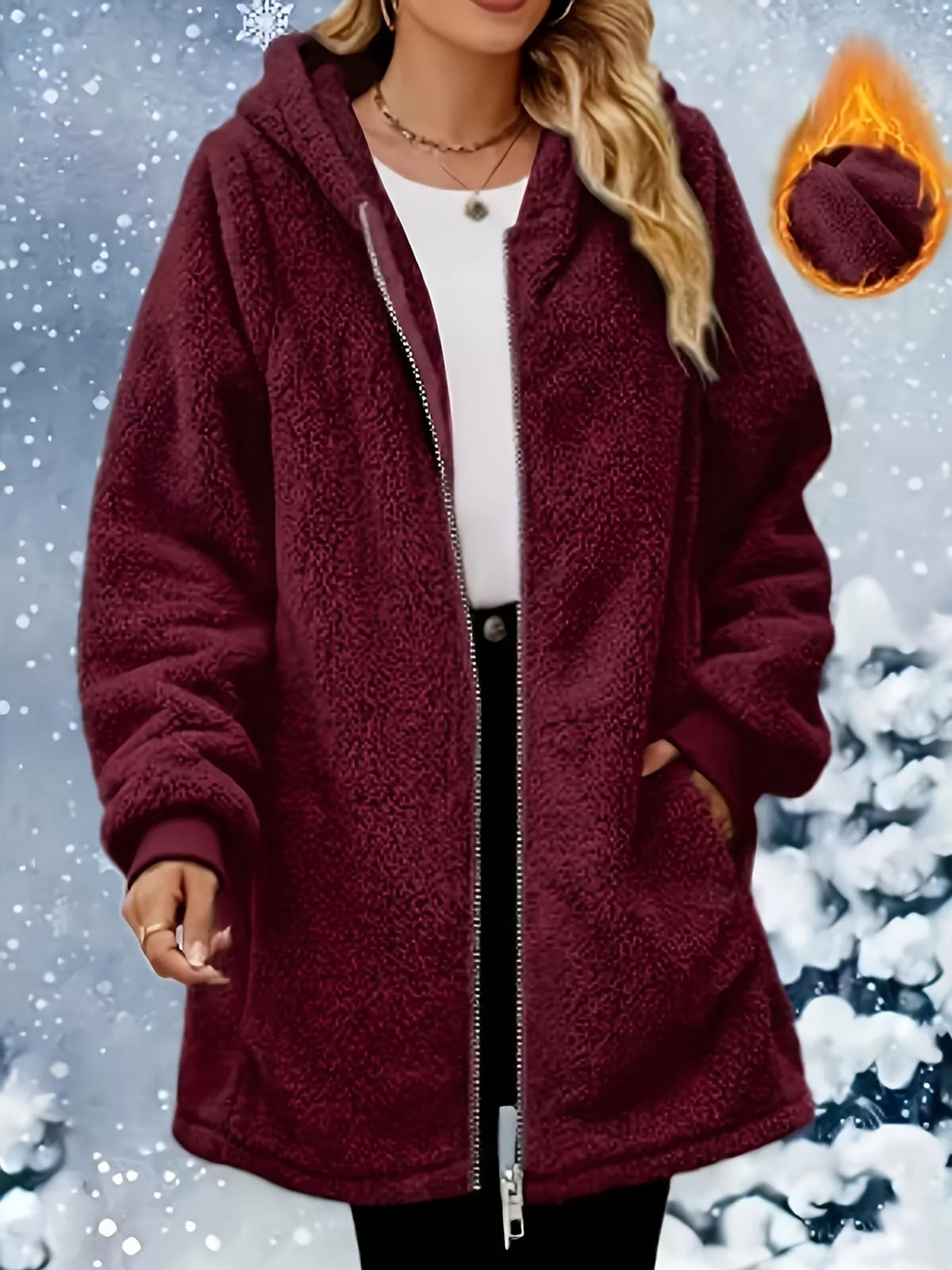 Burgundy long-sleeve coat
