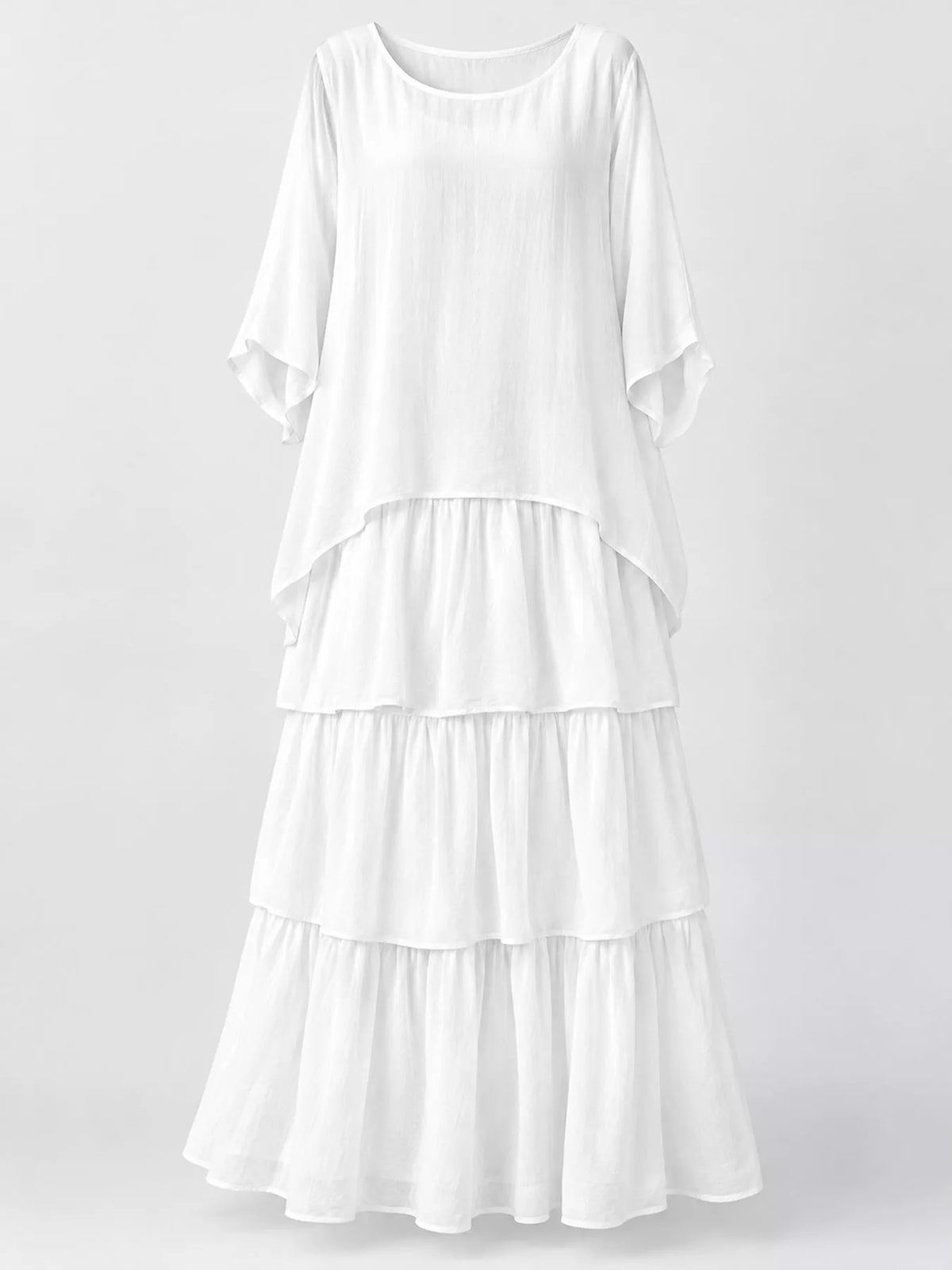 Layered maxi dress, white detail front