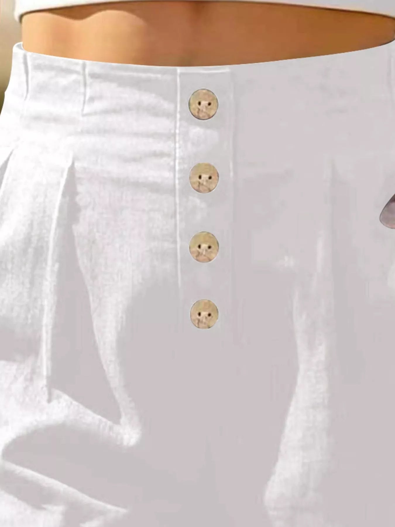 Trendsi Button Fly High Waist Shorts -