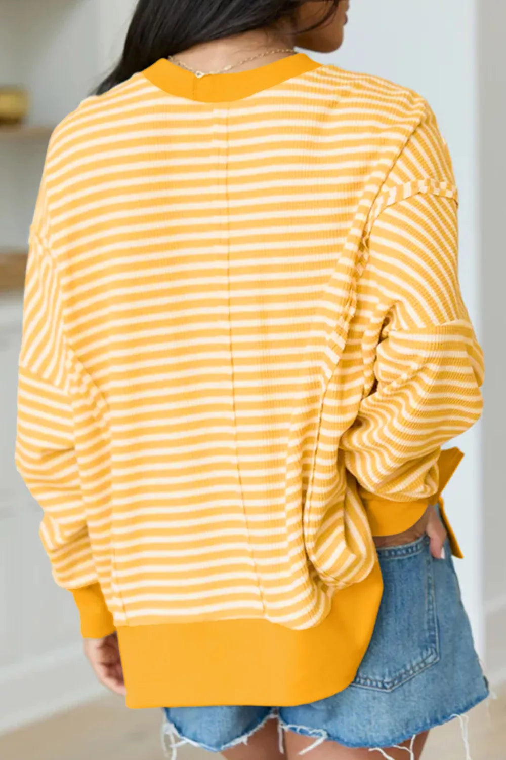 Women's striped Boo sequin ghost Halloween long sleeve top