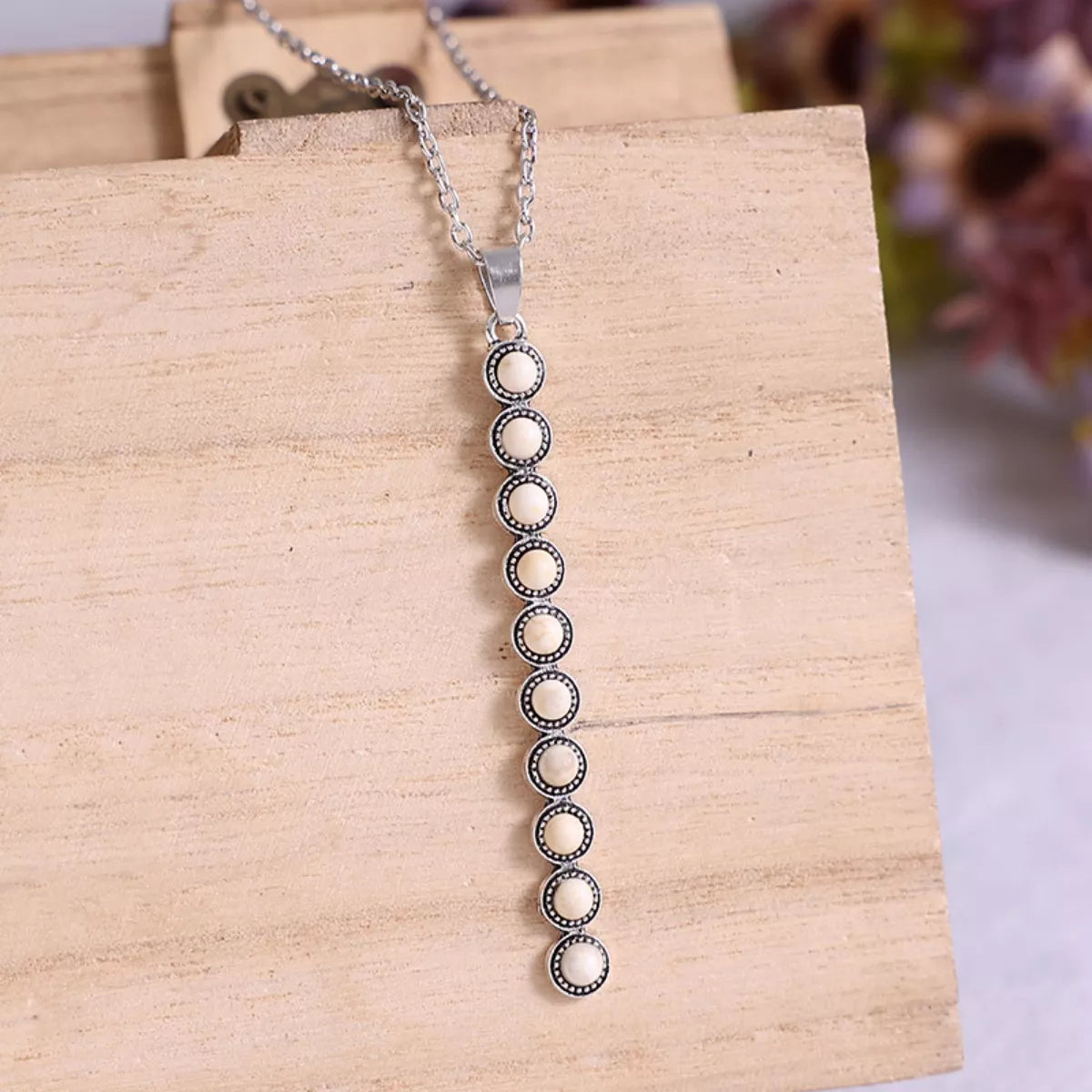 Trendsi Vintage Style Beaded Bar Necklace -