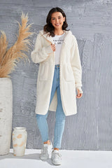 Trendsi Double Take Full Size Hooded Teddy Bear Jacket with Thumbholes - Outerwear