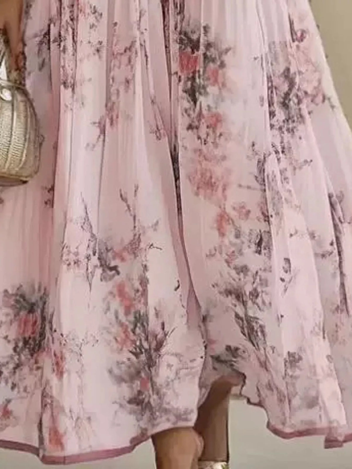 V-neck long sleeve maxi dress, construction and design details