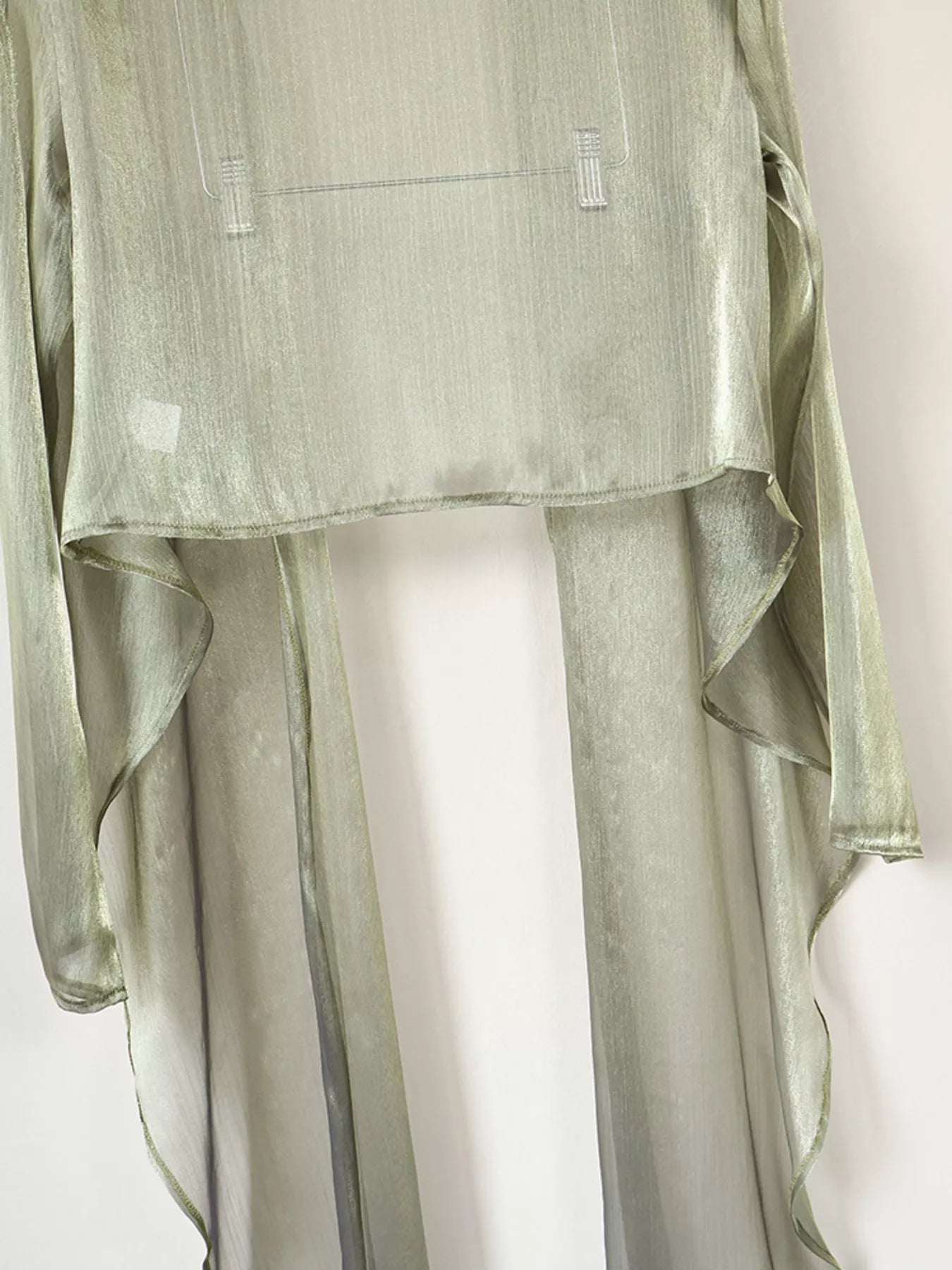 Trendsi Sheer Front Tie Detail Long Sleeve Shirt -