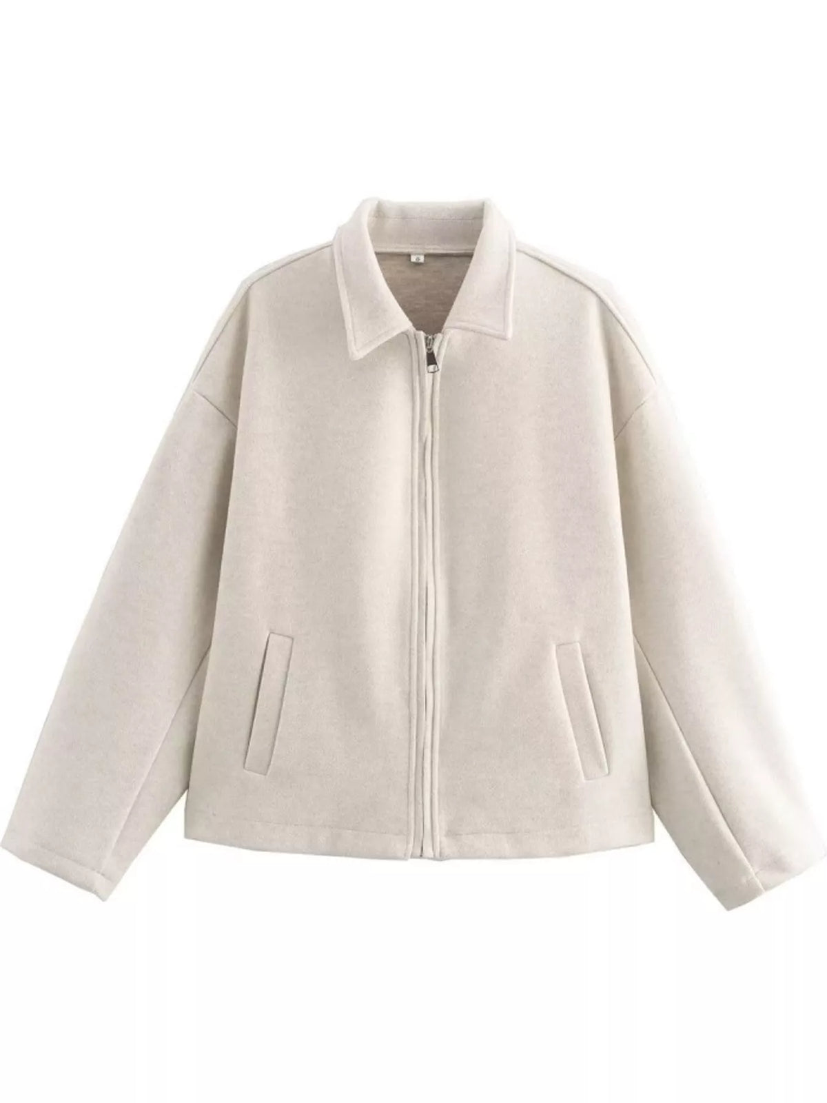 Zip-Up Dropped Shoulder Jacket — garment front