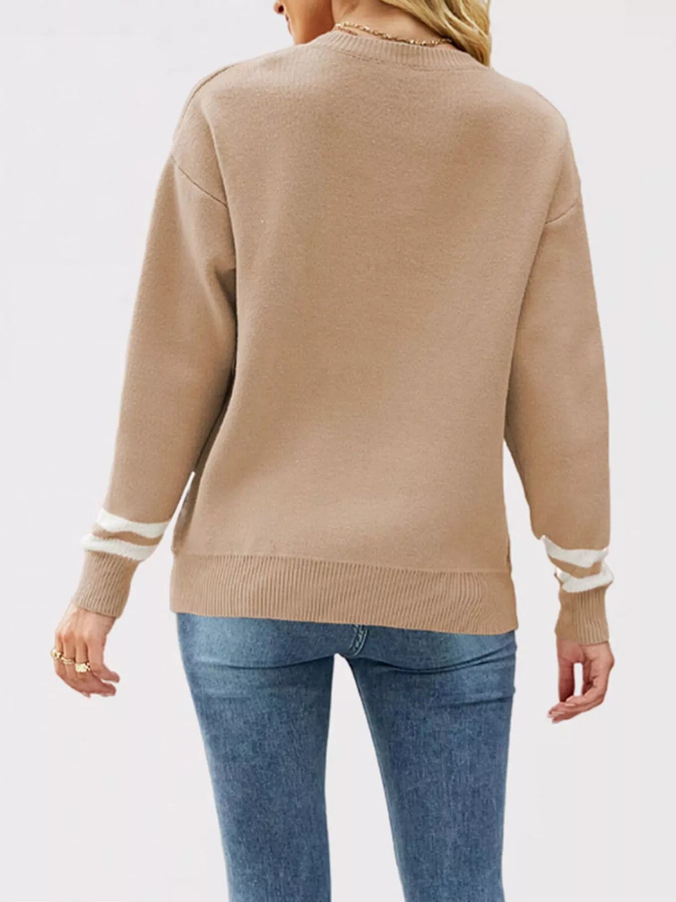Trendsi Letter Crew Neck Dropped Shoulder Sweater -
