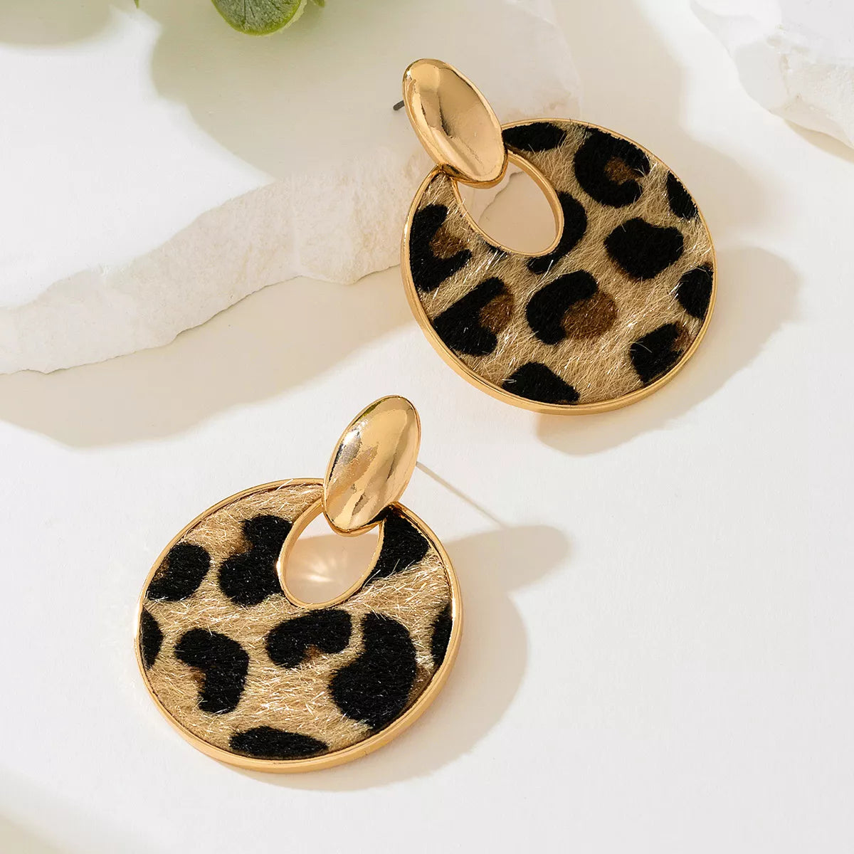 Trendsi Leopard Circle Dangle Earrings -