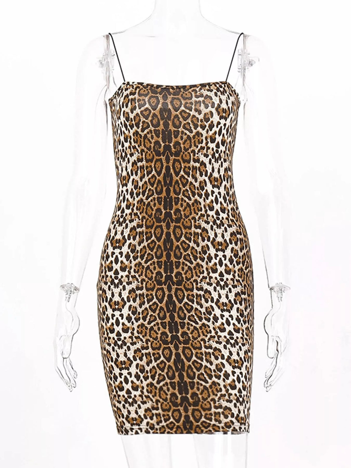 Square neck spaghetti-strap mini dress, product view