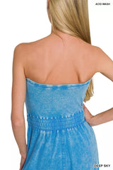 Trendsi Zenana Acid Washed Strapless Tube Top Jumpsuit -