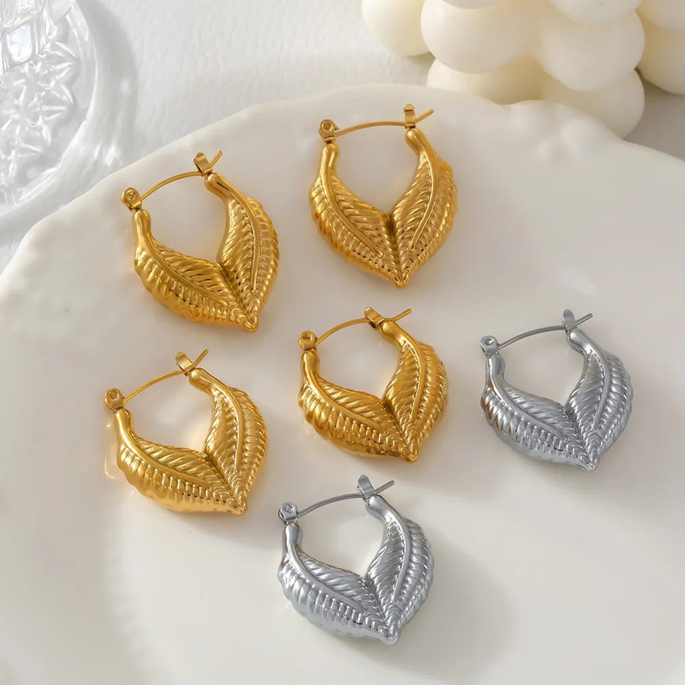 Trendsi Titanium Steel Leaf Shape Earrings -