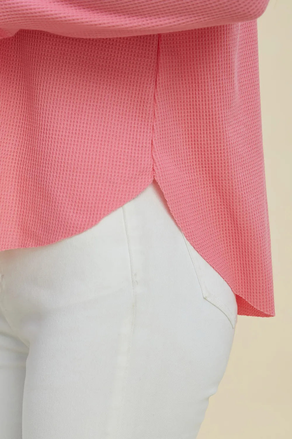 High-low dropped-shoulder long-sleeve hoodie
