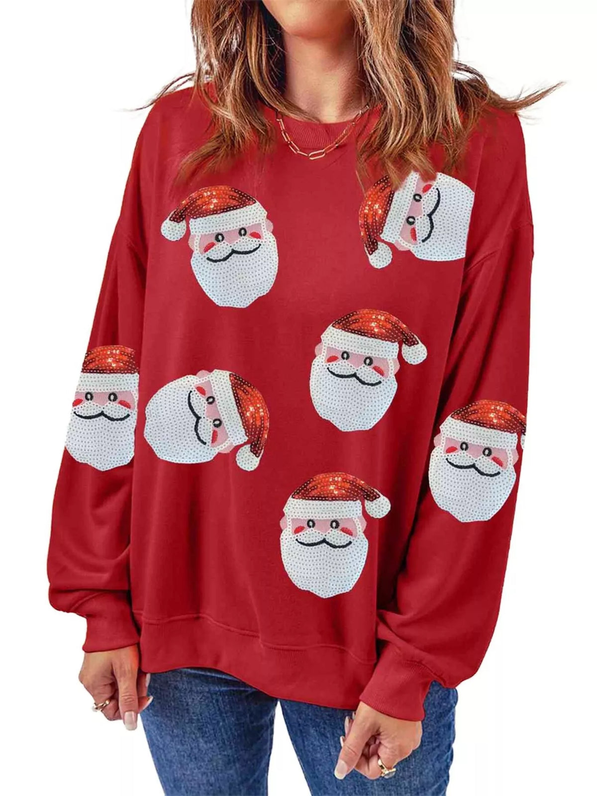 Santa Claus Sweatshirt in red, front view