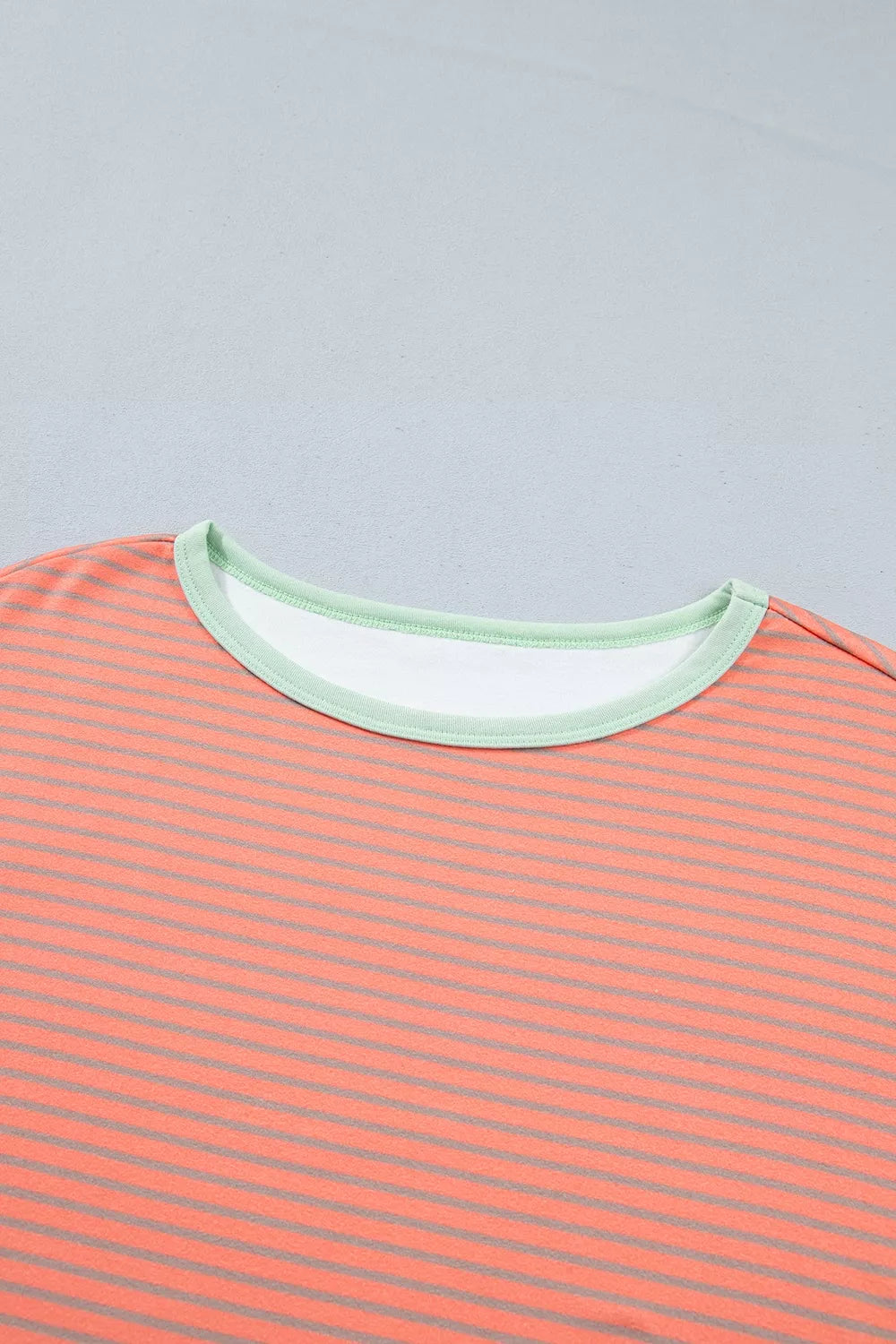 Trendsi Stripe Colorblock Detail Raw Seam Long Sleeve Tunic Top - Shirts