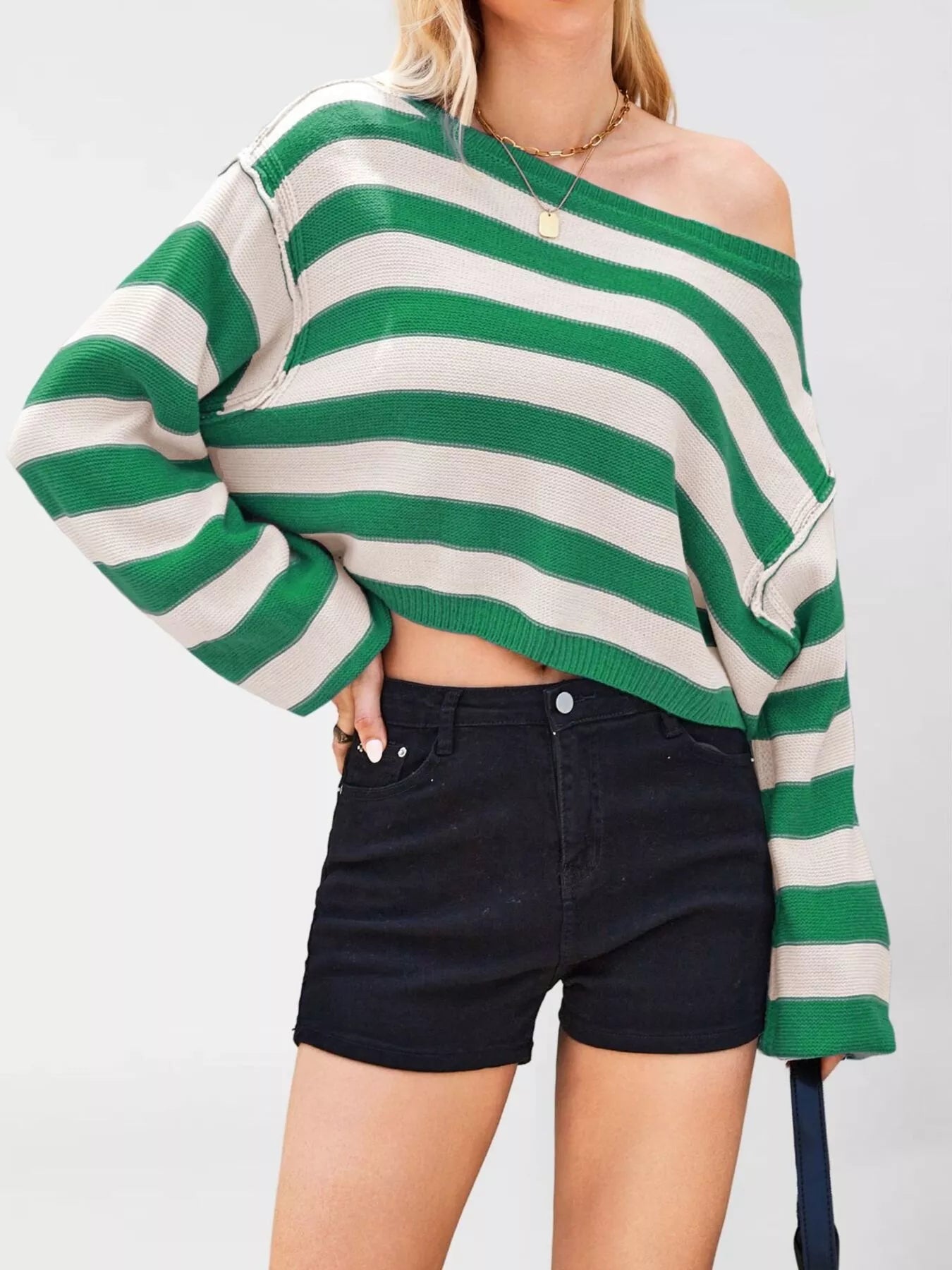Trendsi Striped Boat Neck Sweater -