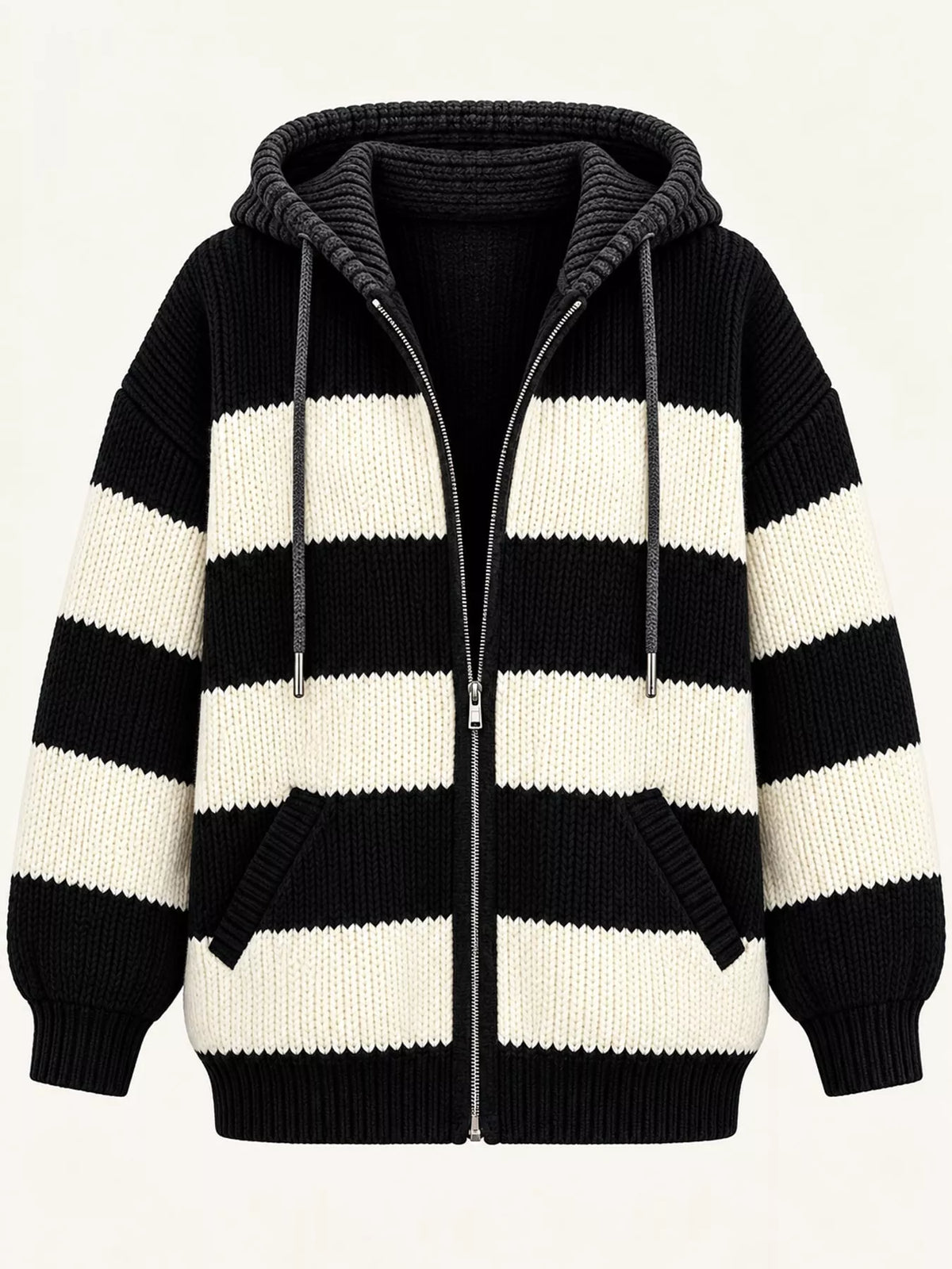 Hooded long sleeve cardigan, product view