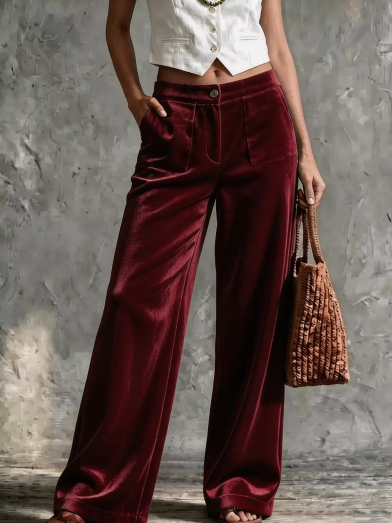 Trendsi Full Size Velvet Wide-Leg Pants Plus Size -