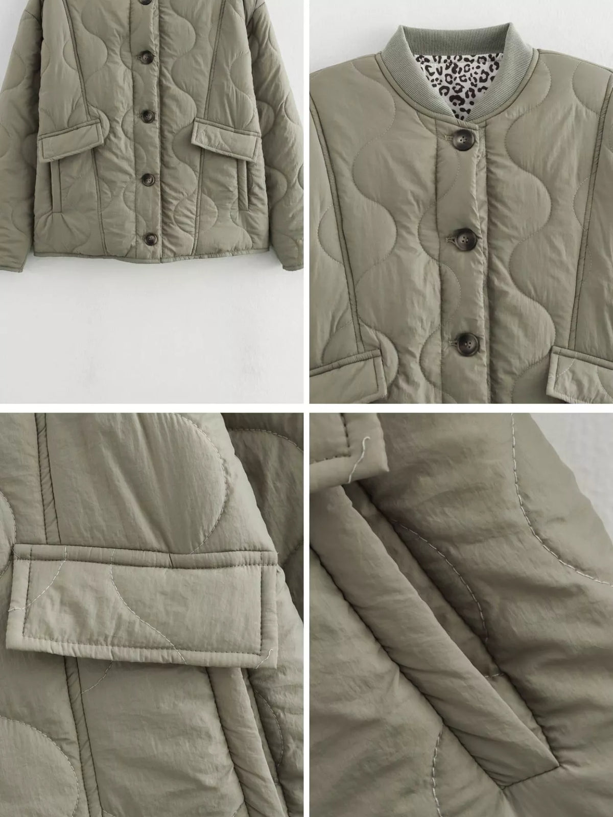 Quilted Button-Up Jacket — construction details