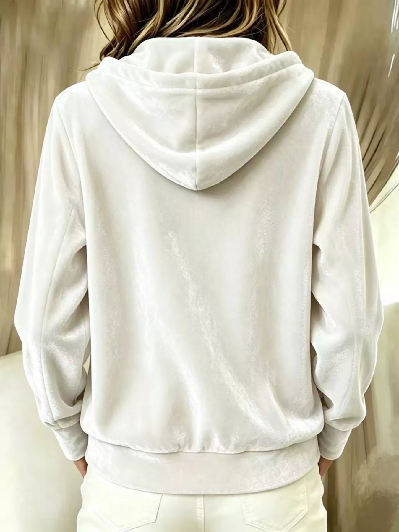 Trendsi Full Size Velvet Button-Down Hooded Outerwear Plus Size -