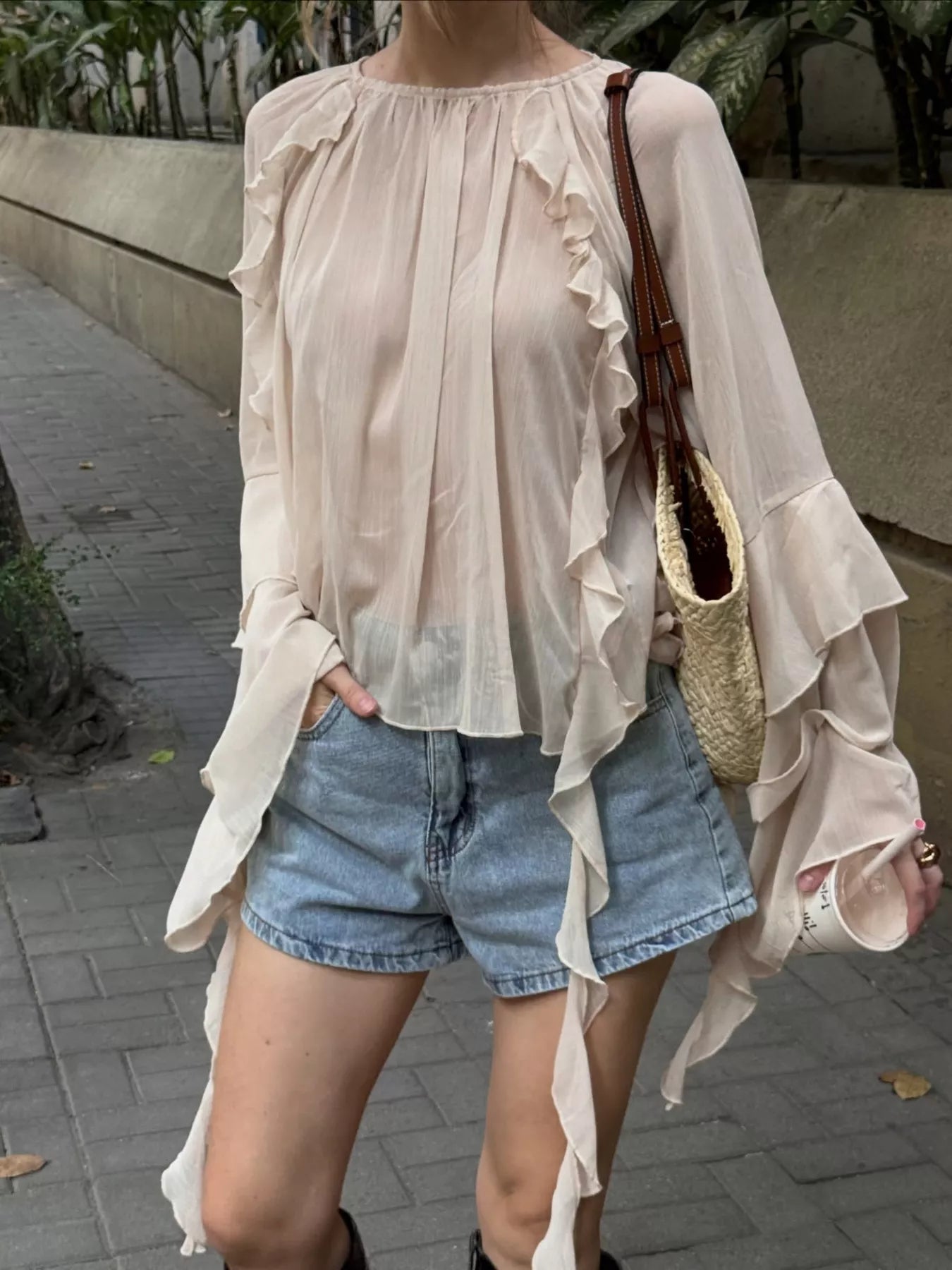 Trendsi Ruffled Flare Sleeve Blouse -